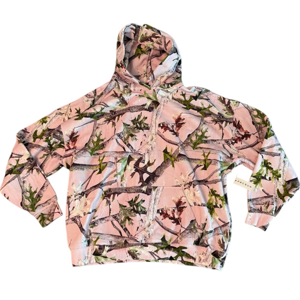 NEW Baby pink Pacsun camo print hoodie